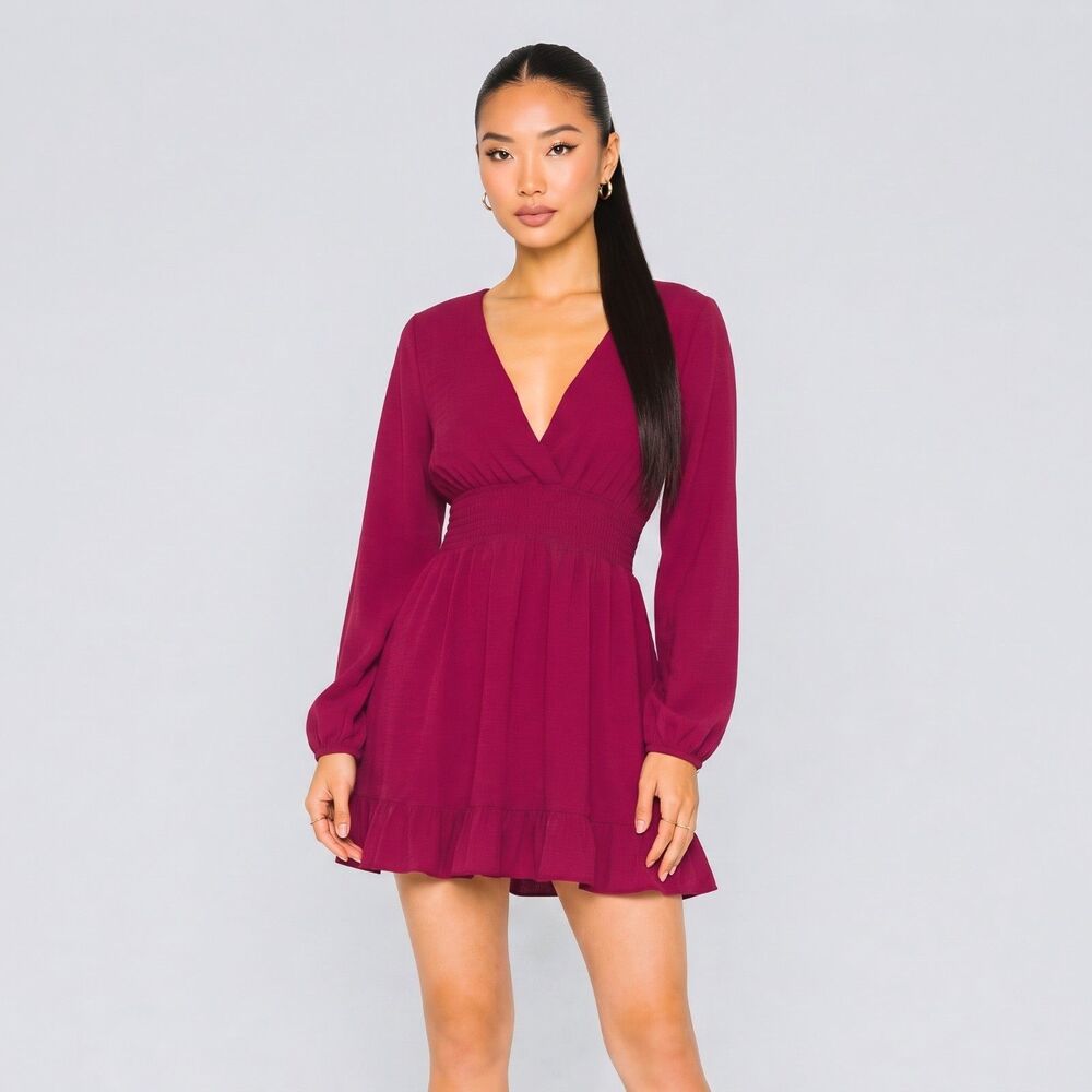 Revolve Tularosa Jordan Mini Babydoll Dress Small Magenta Ruffles Boho Party